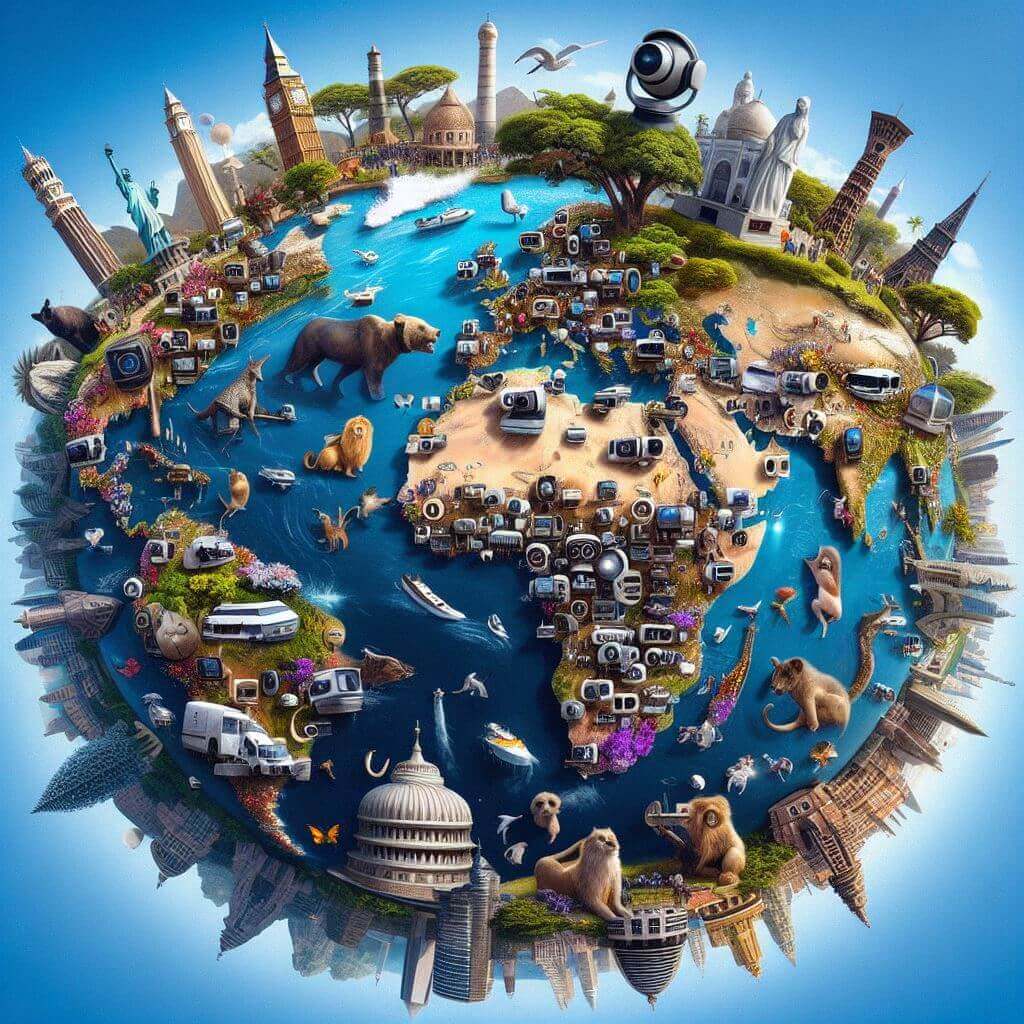 A map showcasing various countries of the world.
